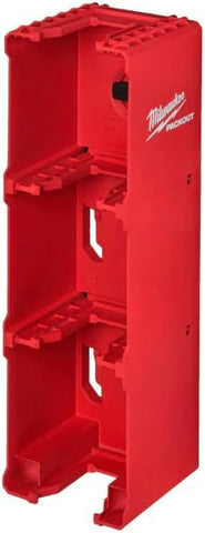 Milwaukee PACKOUT M18 battery holder side view highlighting rugged design for job sites