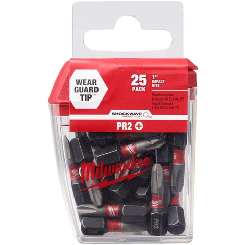 Milwaukee PH2 insert bits in a 25-piece set for fast screwdriving with impact drivers