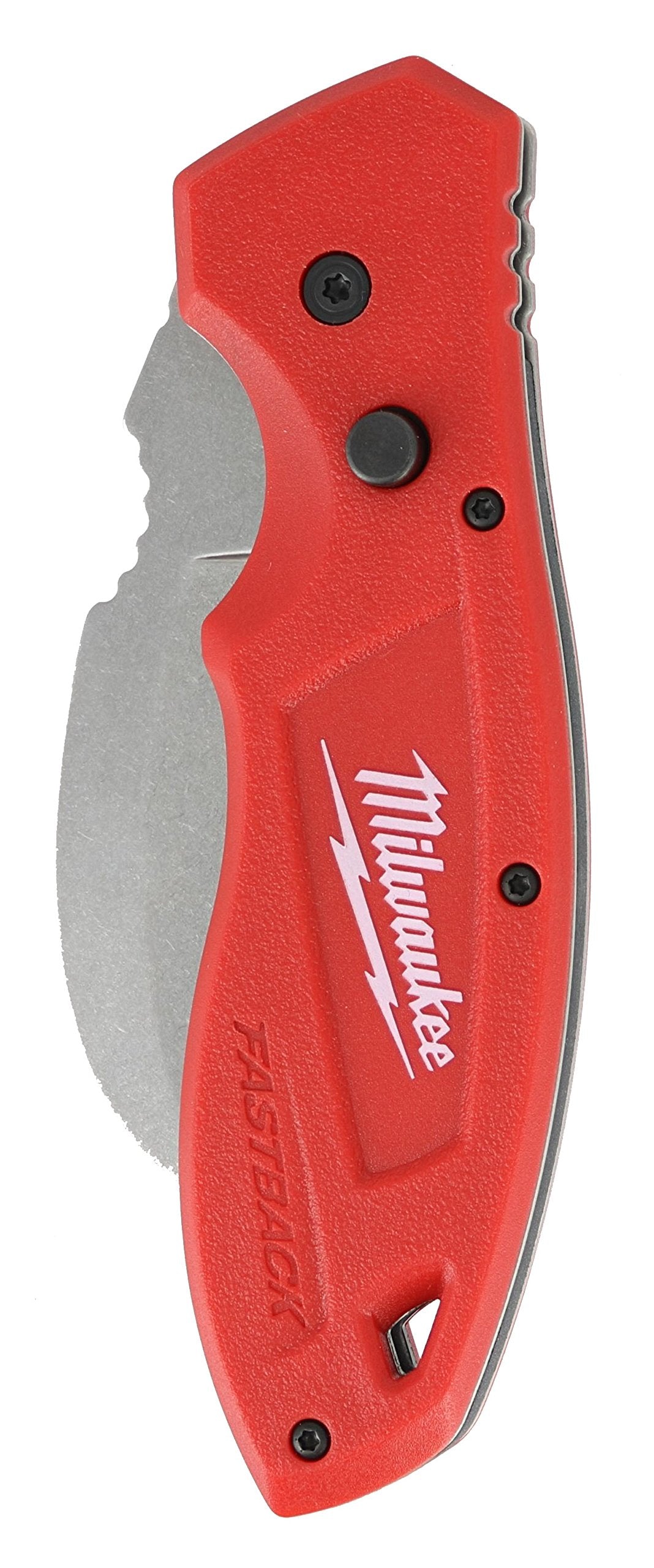 Milwaukee knife with pointed tip for precise starting cuts.
