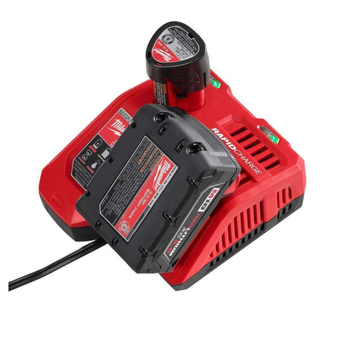 Milwaukee rapid charger performs sequential charging to reduce downtime.