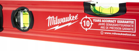 Milwaukee Redstick Slim Level vial and ruler close-up for accurate readings