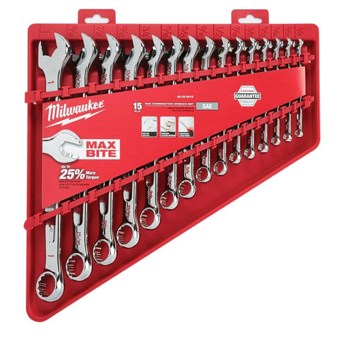 Milwaukee SAE wrench set 1/4 to 1 inch in durable finish for versatile use.