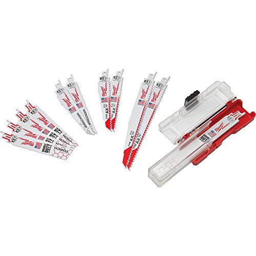 Milwaukee Sawzall thicker blade stock for durability during demolition.