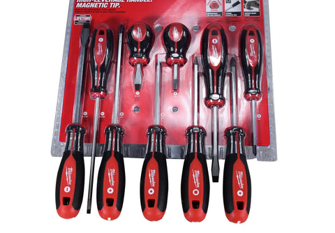 Milwaukee screwdriver set showing tri-lobe ergonomic handles