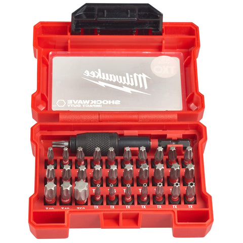 Milwaukee Shockwave 1/4-inch hex bit holder secures bits for quick replacements.