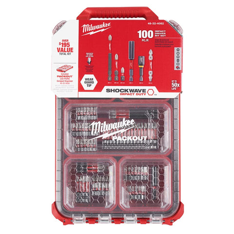 Milwaukee Shockwave 100-piece set in Packout case keeps bits secure and accessible during projects