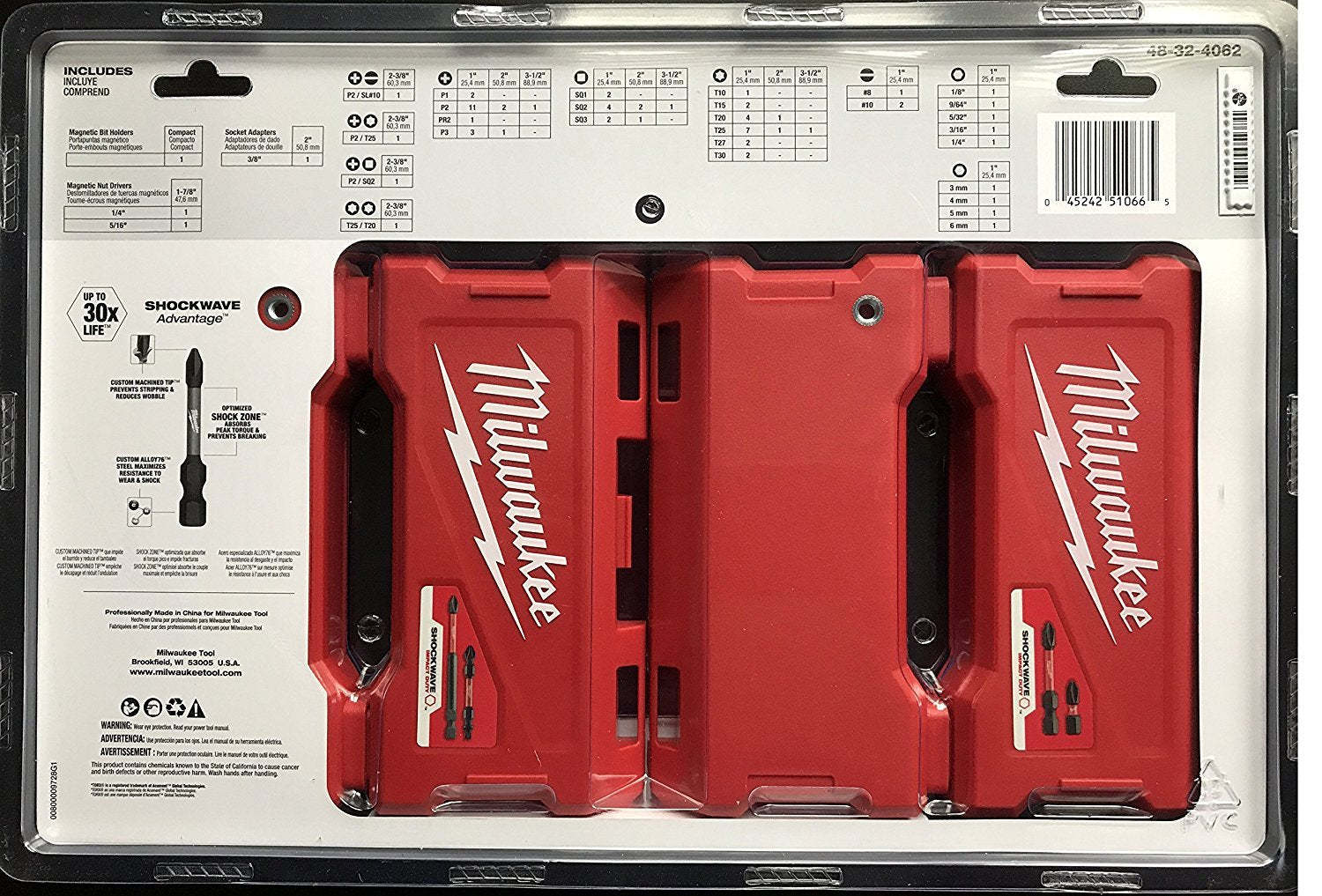 Milwaukee Shockwave 74-piece case for portable, organized storage.