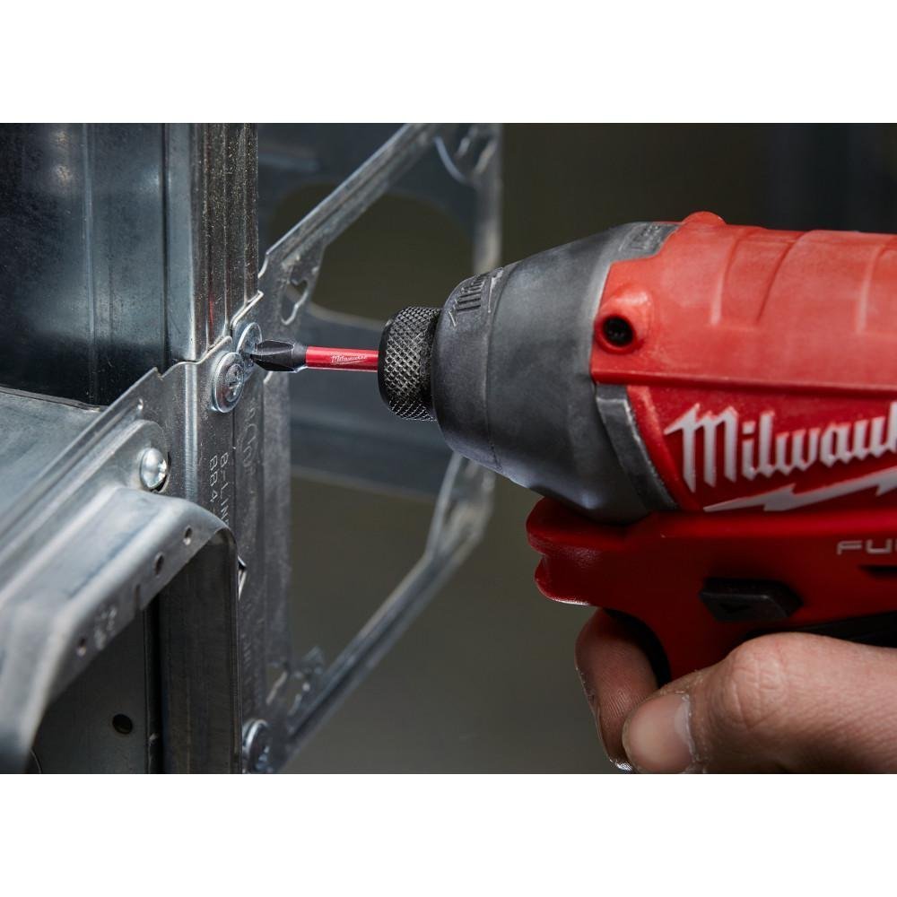 Milwaukee Shockwave heat-treated steel enhances strength and durability.