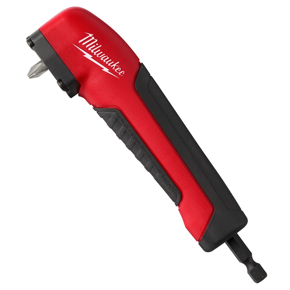 Milwaukee Shockwave right angle adapter with compact profile for tight spaces.