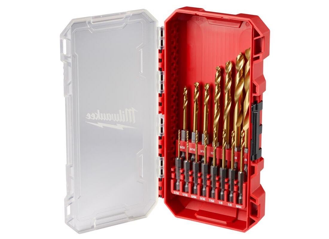 Milwaukee Shockwave close-up of titanium-coated bits for durability