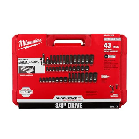 Milwaukee six-point 3/8in deep socket in use on fasteners