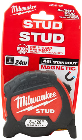 Milwaukee Stud GEN 2 magnetic tape measure with strong hold for quick setup.