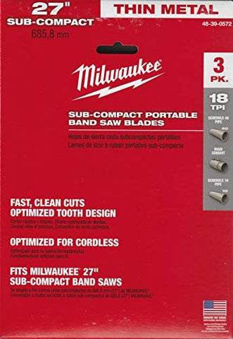 Milwaukee sub-compact band-saw blade 18tpi delivering clean, precise metal cuts.