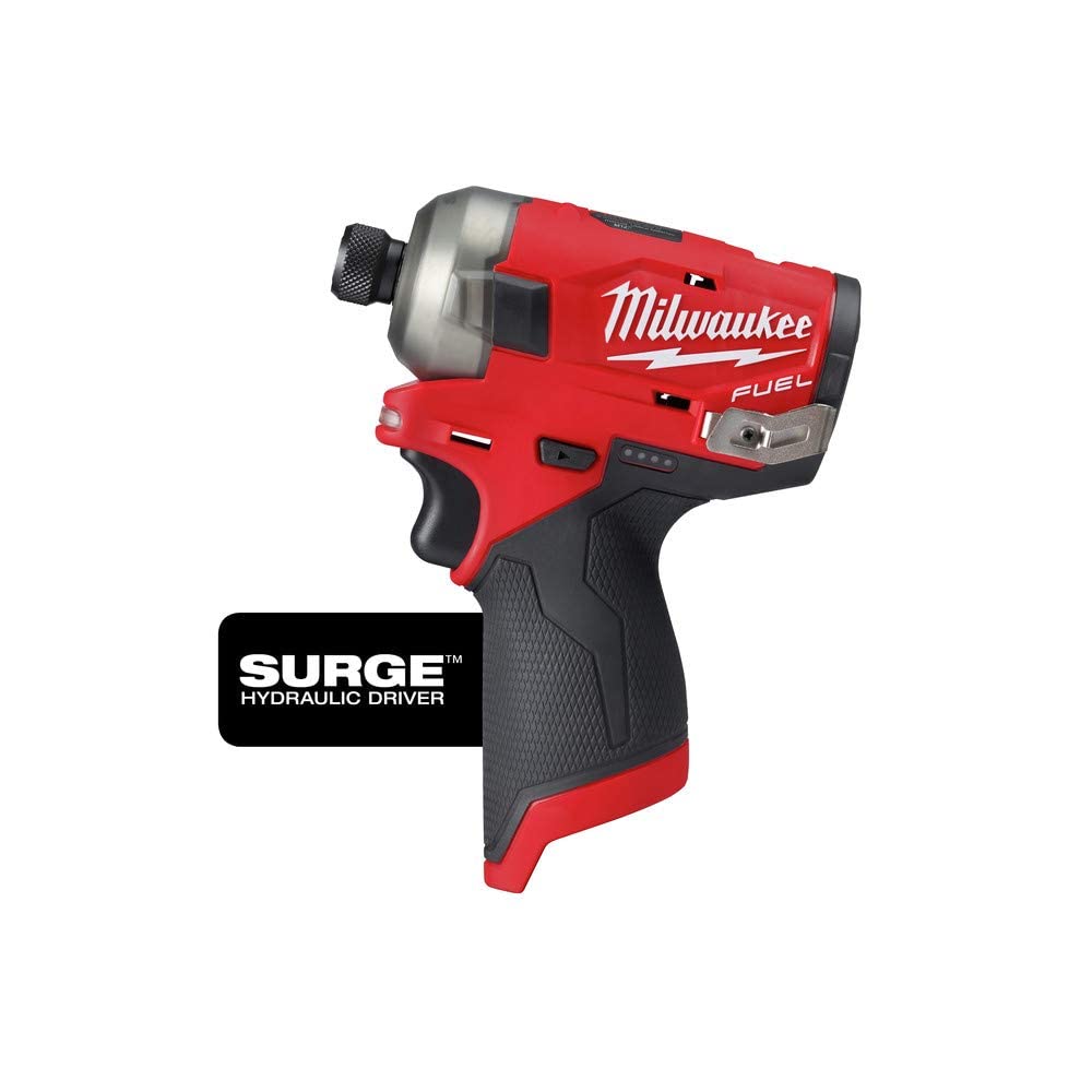 Milwaukee Surge showing quick hex-bit change for fast tool swaps on site.