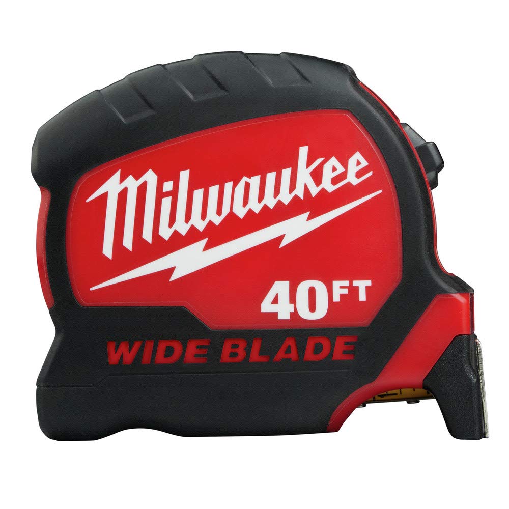 Milwaukee Tape Measure Wide Blade with 1.3in width for quick long-distance readings.