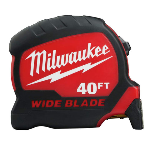 Milwaukee Tape Measure Wide Blade with 1.3in width for quick long-distance readings.