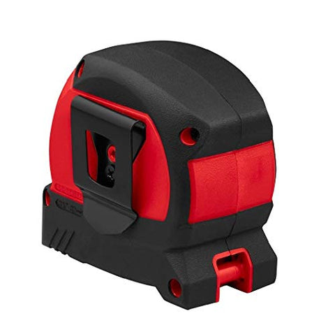 Milwaukee tape measure in use demonstrates compact form for tight corners.