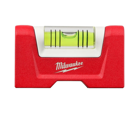 Milwaukee Torpedo Compact Spirit Level 3in magnetic red body for hands-free leveling.