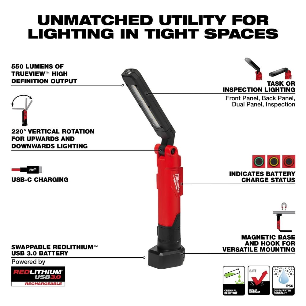 Milwaukee USB Stick Light compact slim blade fits tight spaces.