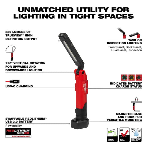 Milwaukee USB Stick Light compact slim blade fits tight spaces.
