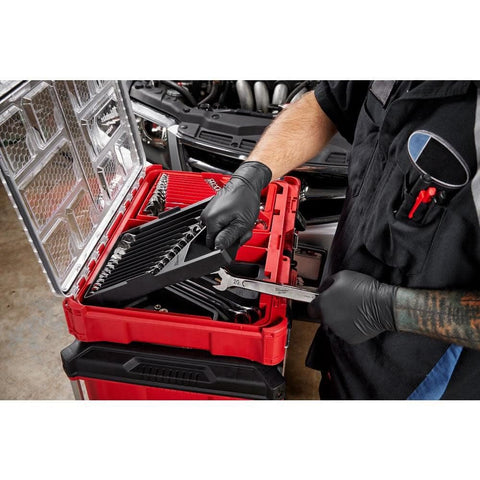 Milwaukee wrench with I-Beam handle for comfort during high-torque use.