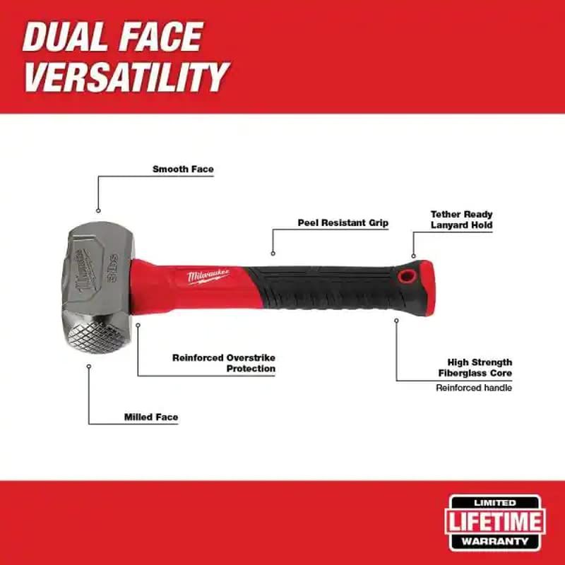 Milwaukees 3lb drilling hammer smooth face offers gentle strikes with reduced marring