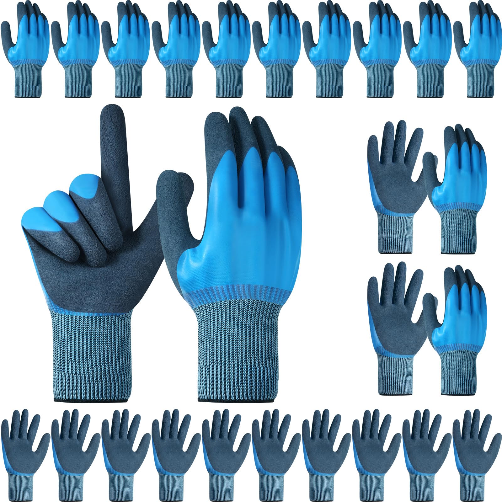 Mimorou waterproof work gloves blue pack for men and women, versatile daily use.