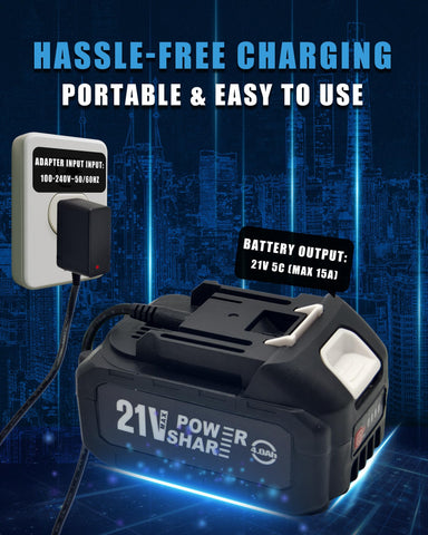 MIMYTH 21V battery in use with tools delivering steady power