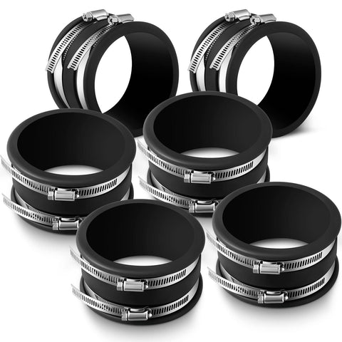Minatee dust control flex cuff with clamps for secure 4-inch pipe connections.