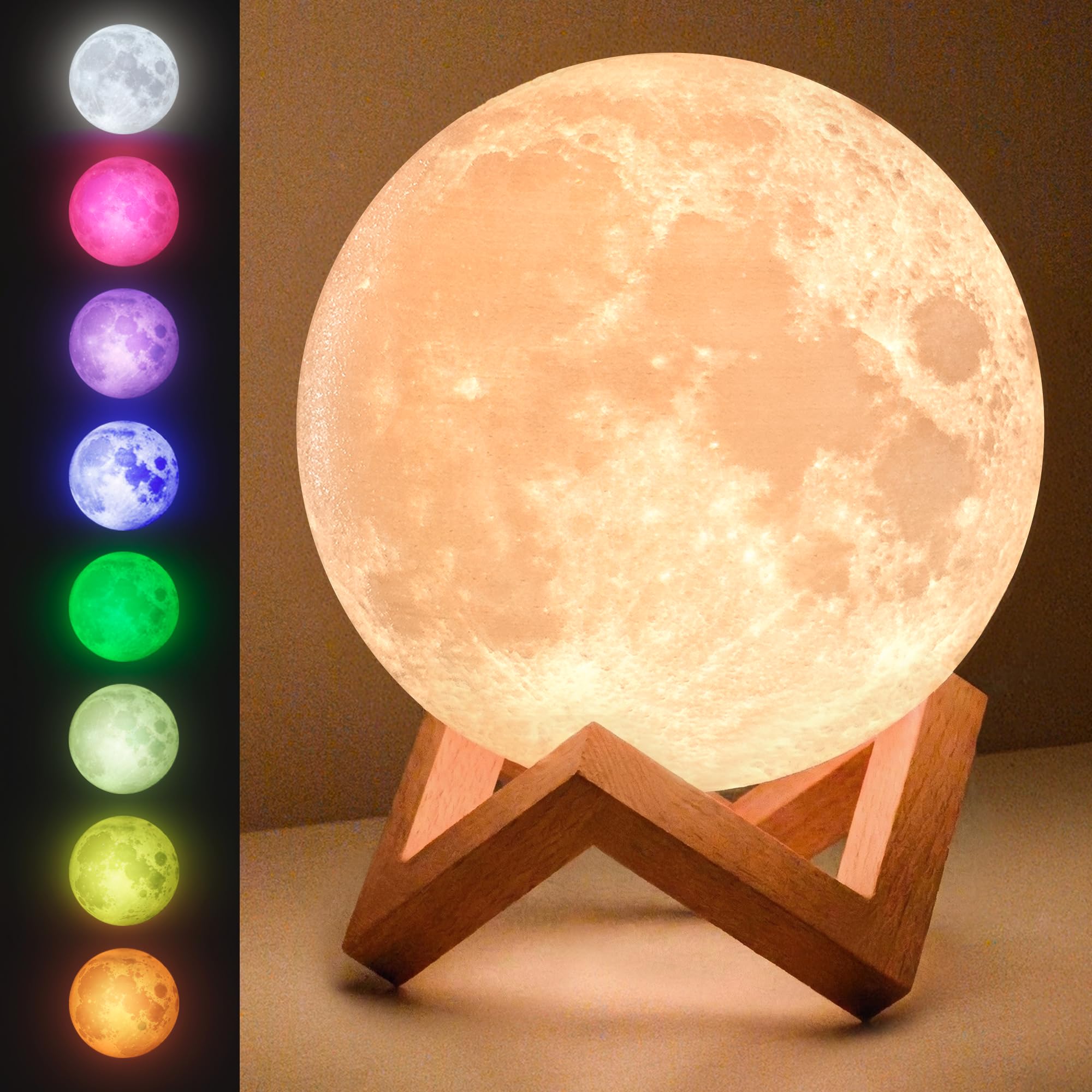 Mind-Glowing Moon Lamp color cycle offers calming hues for bedtime routines.