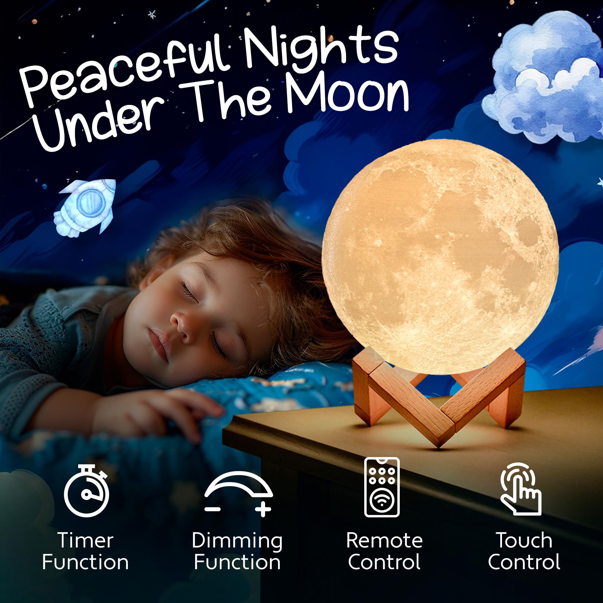 Mind-Glowing Moon Lamp color cycle showing 16 hues for imagination.