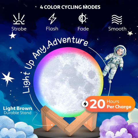 Mind-Glowing Moon Lamp dimmable timer supports customized sleep setup.