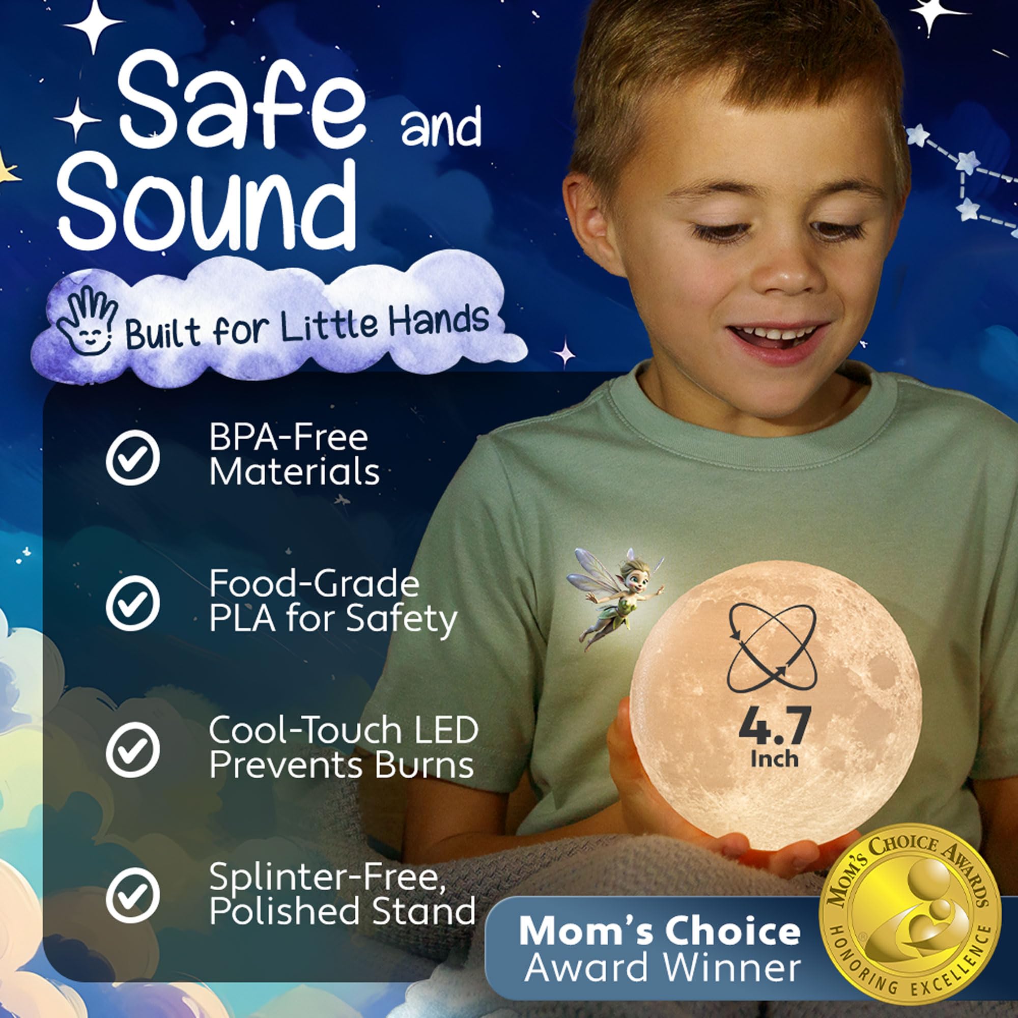 Mind-Glowing Moon Lamp rechargeable battery for long hours.