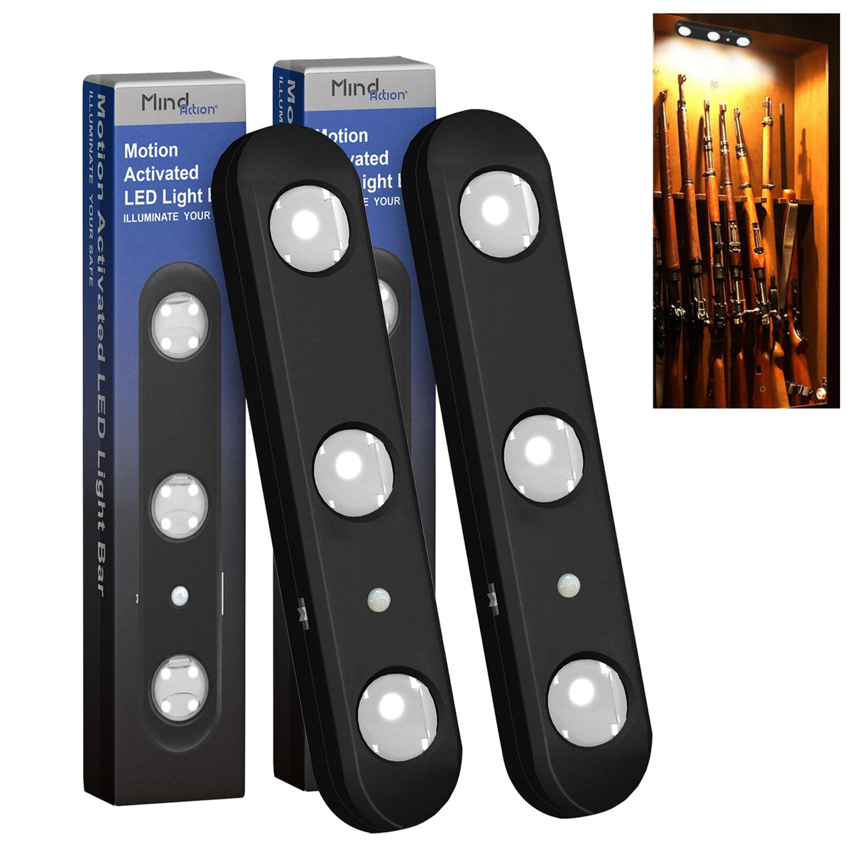 MIND&ACTION gun safe lights with 12 LEDs for bright, steady illumination in gun safes