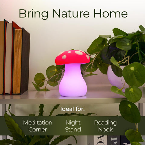 Mindsight Mindful Mushroom nightstand-light casts warm glow for winding down