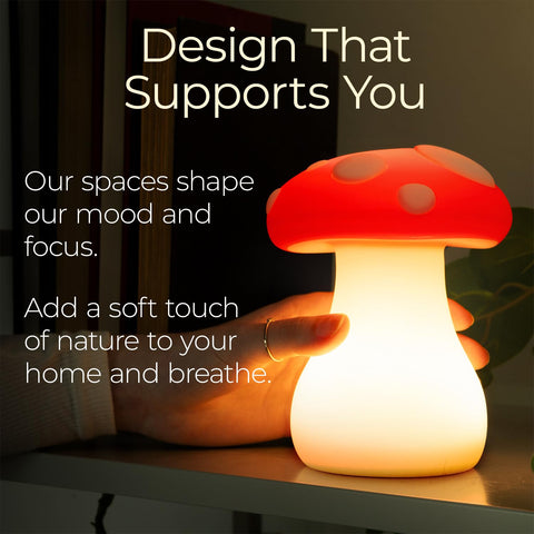 Mindsight Mindful Mushroom rechargeable-battery indicator supports long-lasting use