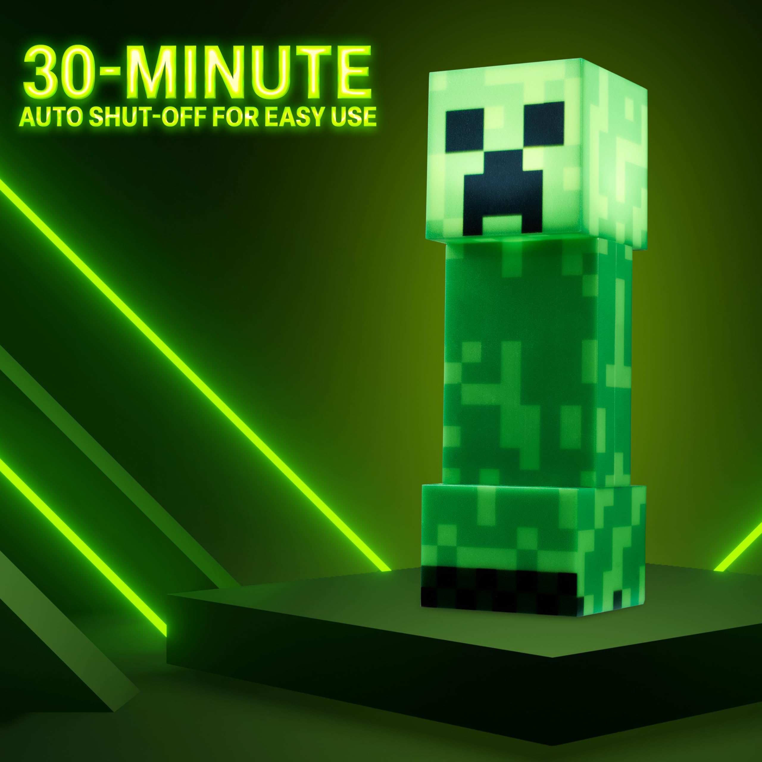 Soft matte green Creeper head enhances gaming bedroom decor.