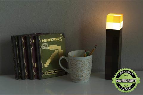 Minecraft Brownstone Torch Lamp adds gaming-room decor with warm light.