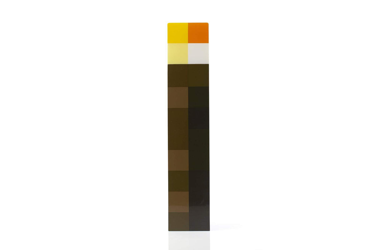 Minecraft Brownstone Torch Lamp stands on a desk, adding ambient lighting for gaming.