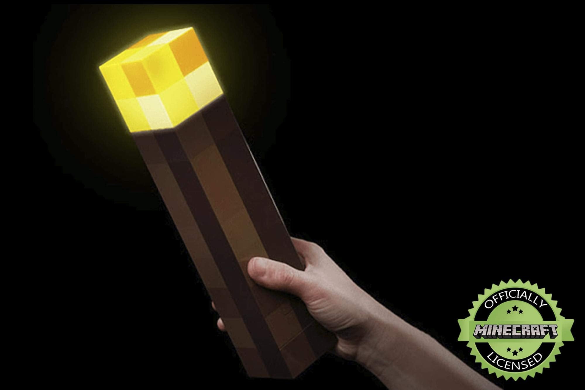 Minecraft Brownstone Torch Lamp wall-mount ready for space-saving display.