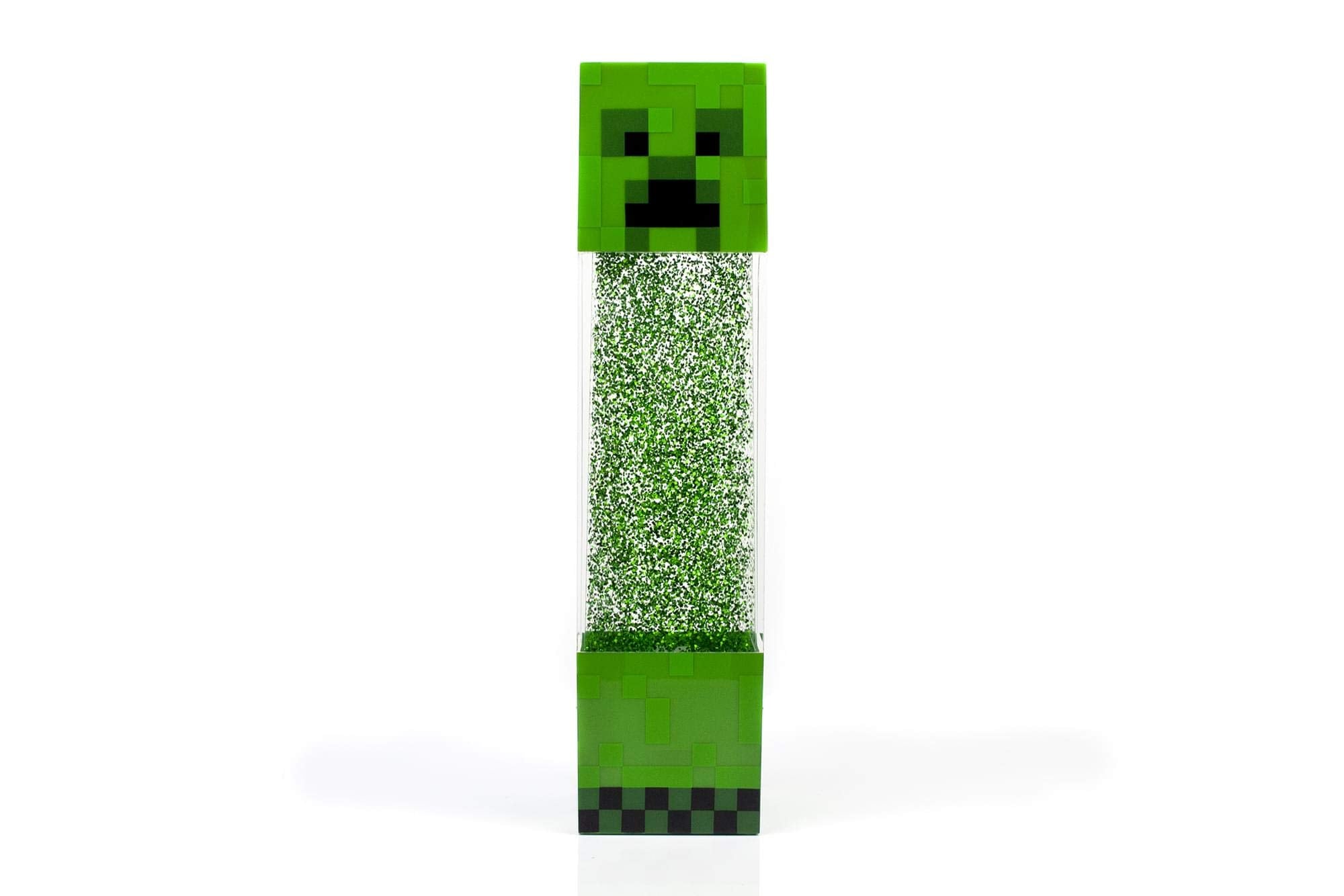 Minecraft Creeper Glitter Motion Light front view glows warmly for a desk setup