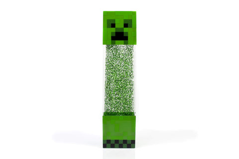 Minecraft Creeper Glitter Motion Light front view glows warmly for a desk setup