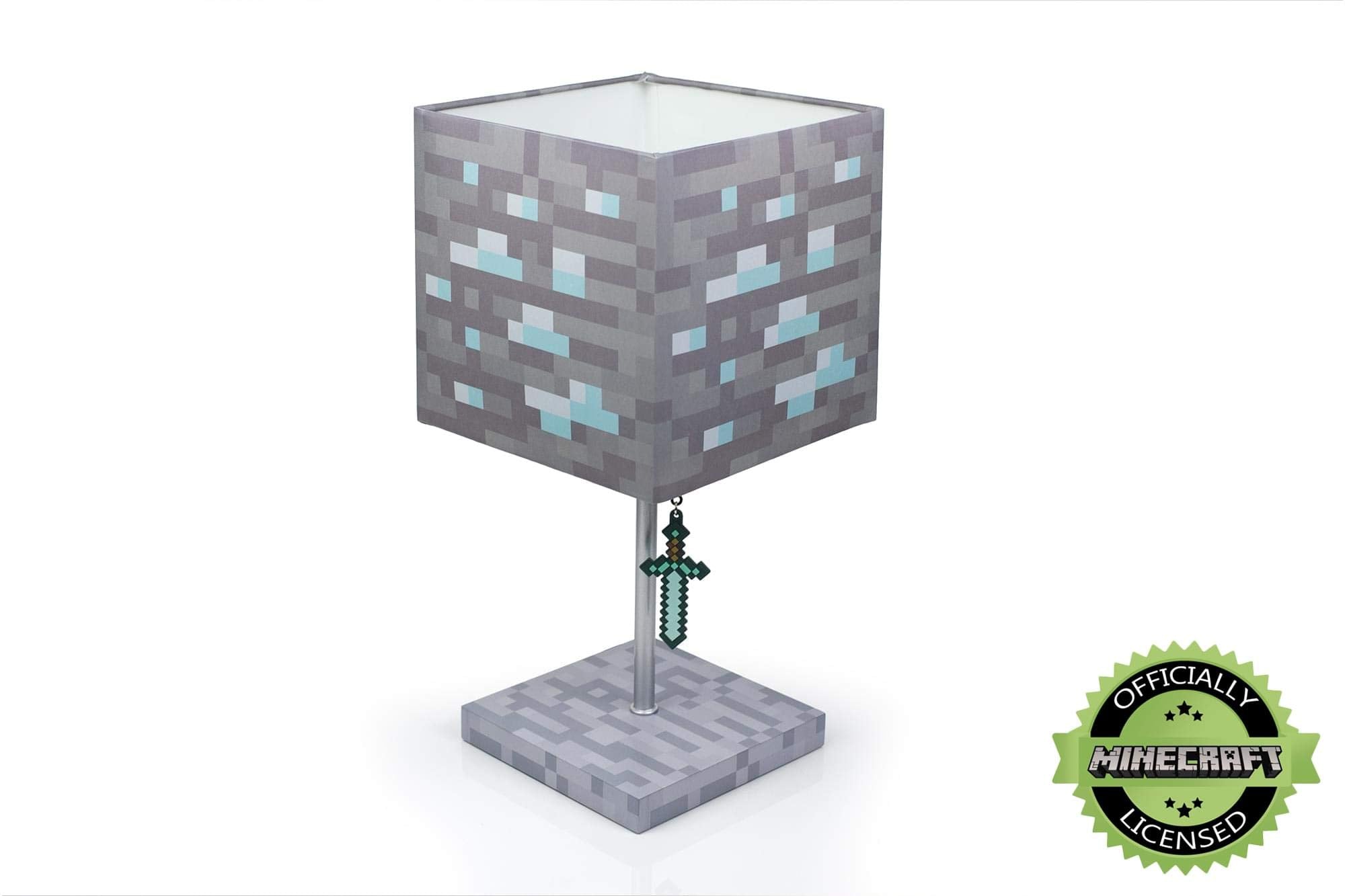 Minecraft Diamond Ore Block Lamp provides 14-inch desk illumination for workspaces