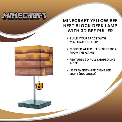 Minecraft officially licensed Bee Nest lamp for authentic gamer decor