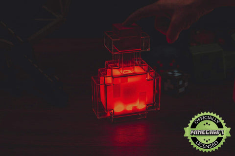 Minecraft Potion Bottle LED lamp, color-change mode showing eight hues