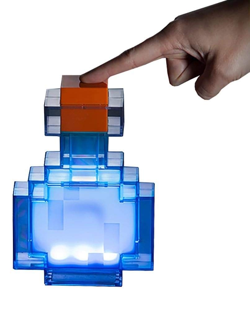 Minecraft Potion Bottle LED desk lamp, front view, colorful glow for desk lighting