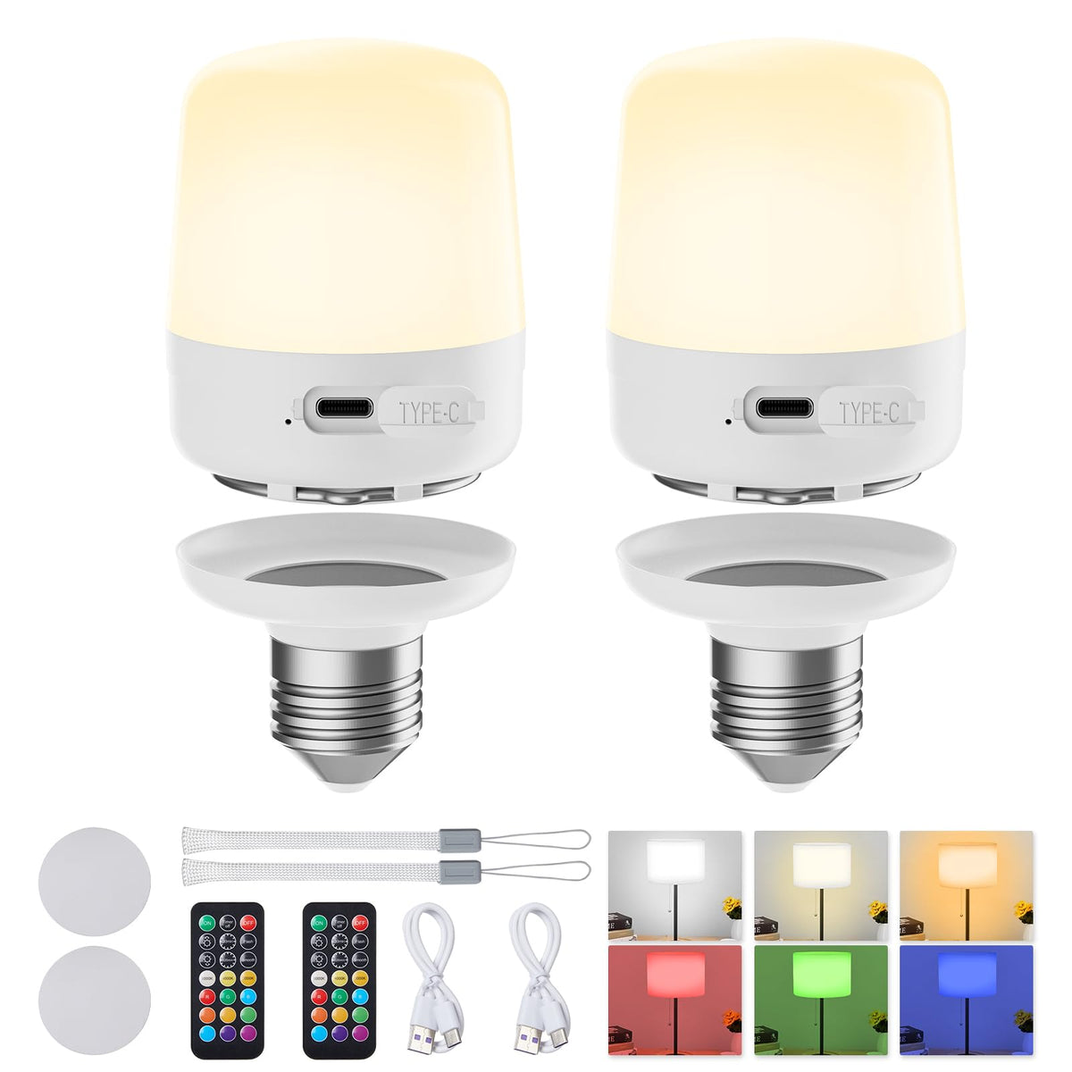Minetom E26 battery backup bulb with remote for easy, hands-free control