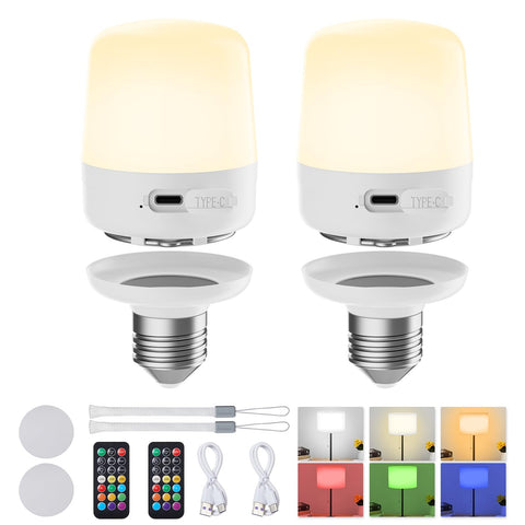 Minetom E26 battery backup bulb with remote for easy, hands-free control