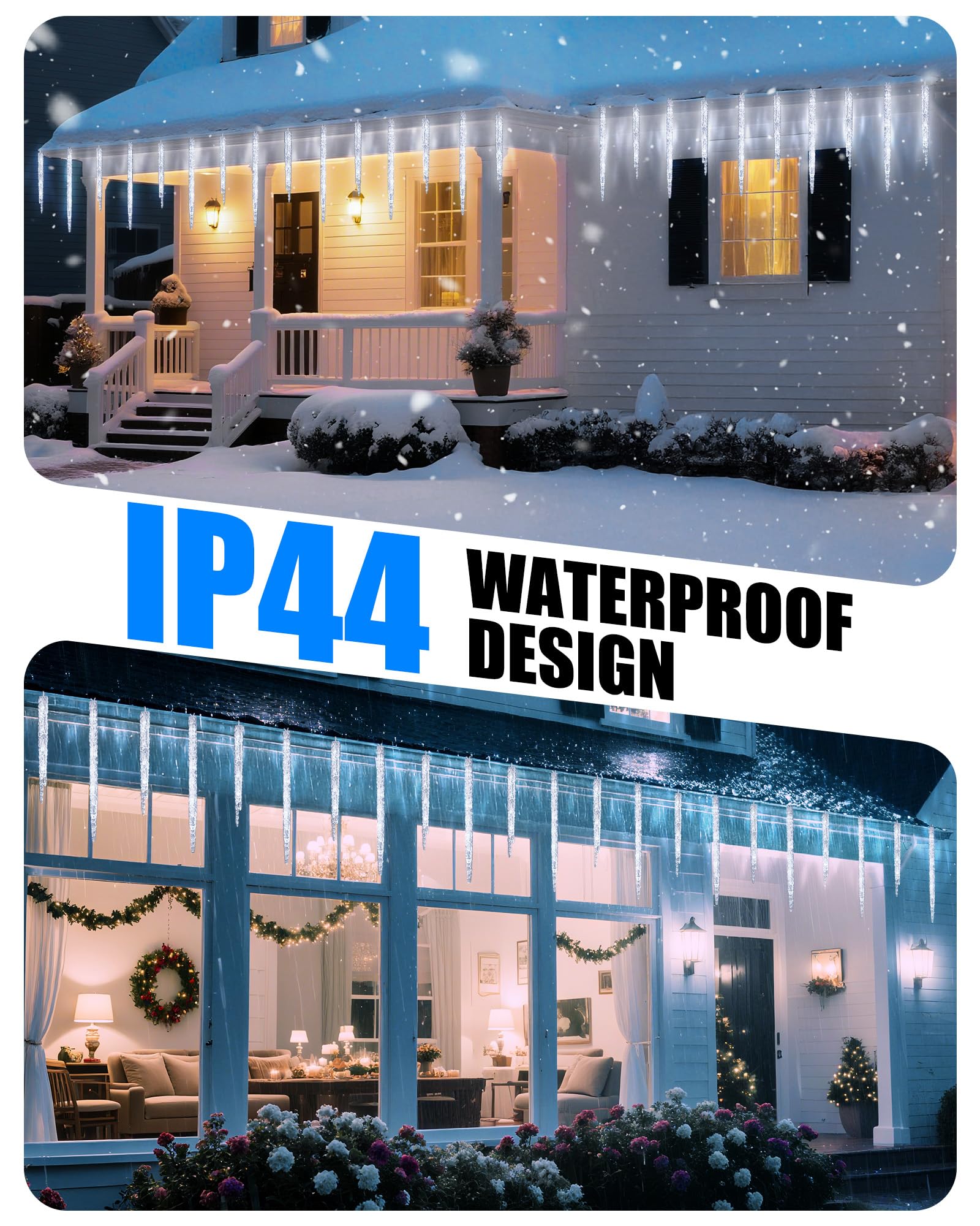Minetom Icicle Lights use two sizes for varied icicle visuals.