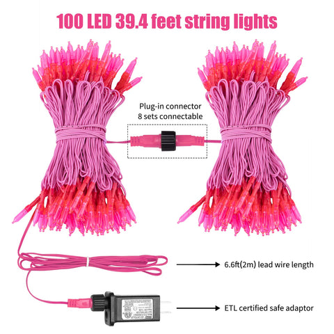 Minetom pink wire fairy lights offer eight modes for versatile ambience